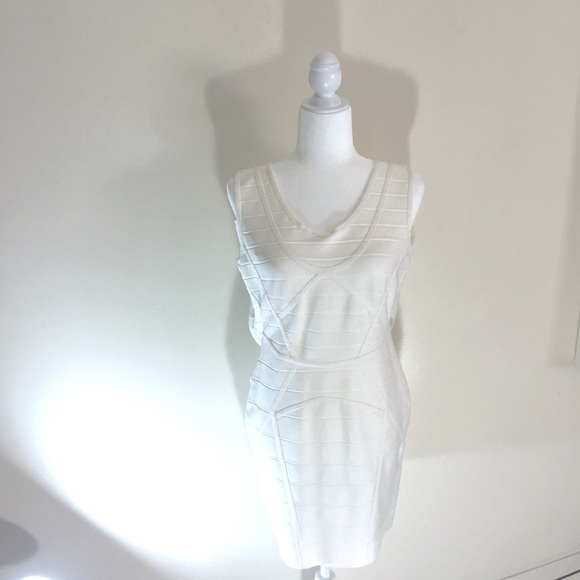 Herve Léger Authentic Bandage Dress Ivory - Picture 2 of 8